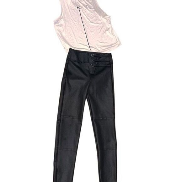 Koral 3pc Yoga Lustrous High Rise Scuba Leggings Logo Muscle Tank Set Small - Picture 3 of 9